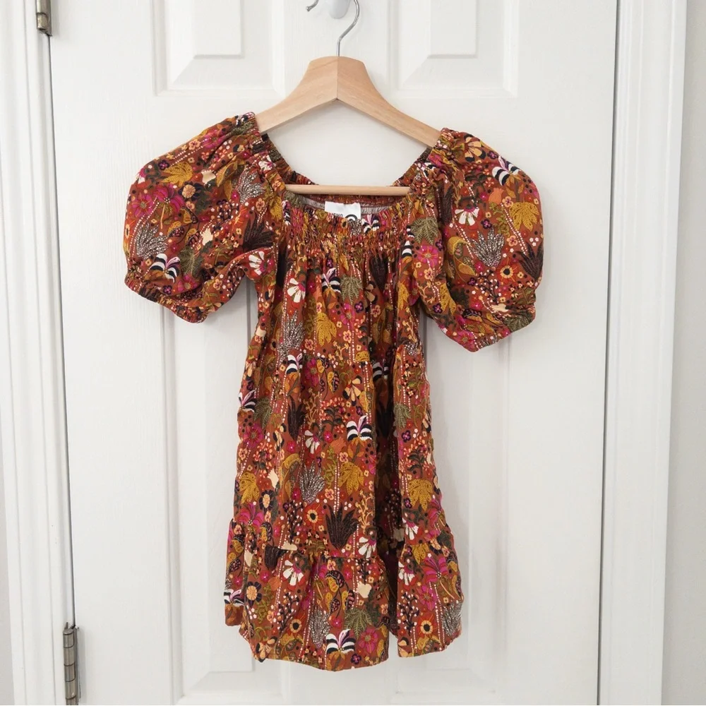 Target Kids Floral Dress in Orange and Brown - Picture 2 of 3